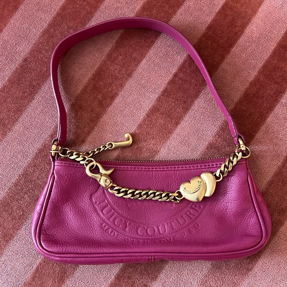 JUICY COUTURE Pink Leather Y2K Baguette with Chain original 2000’s